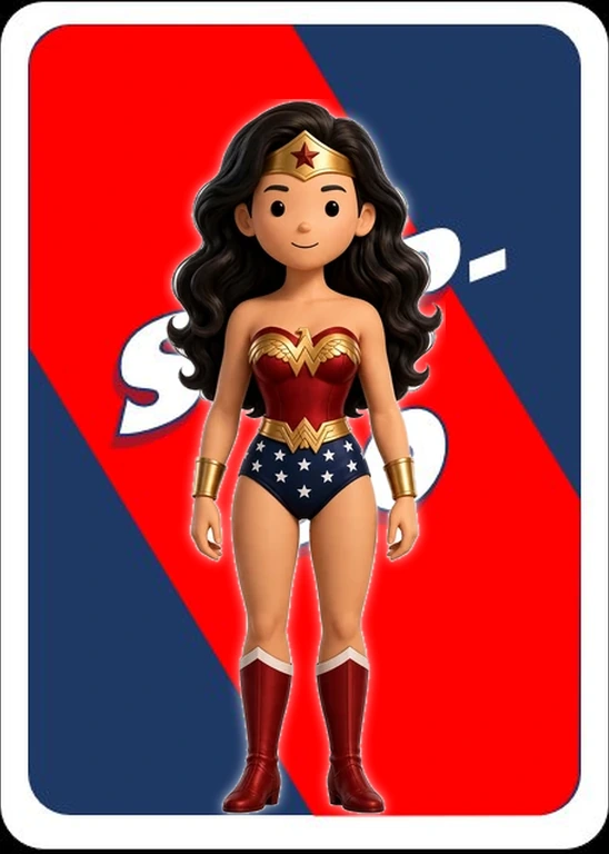 Diana standing in her red, gold, and blue hero outfit
